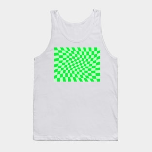 Twisted Checkered Square Pattern - Green Tones Tank Top